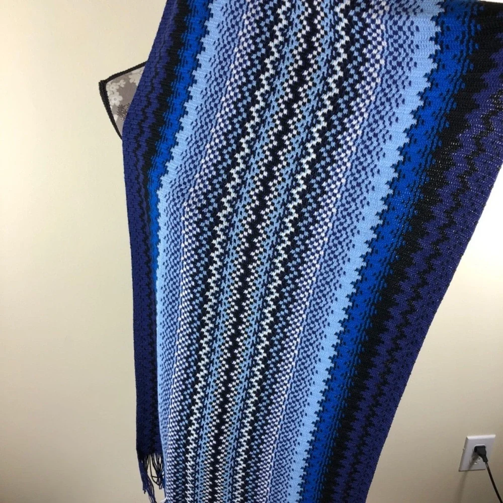 Missoni Multicolor Wool Knit Fringe Scarf